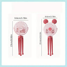 Octopus stroller fan size guide showing compact dimensions for easy fitting on pushchair handlebars and cot rails.