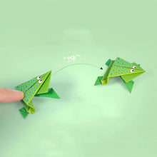 Origami frog paper craft animal model folded for hands-on educational play.