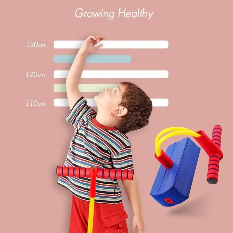 Child using a height measuring tool against a pink wall with measurement lines.