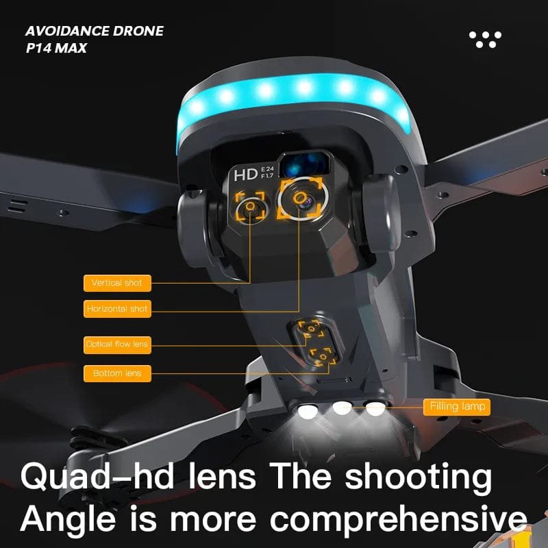 P15 MAX drone quad HD lens and LED lighting for evening flights and clear aerial video capture.