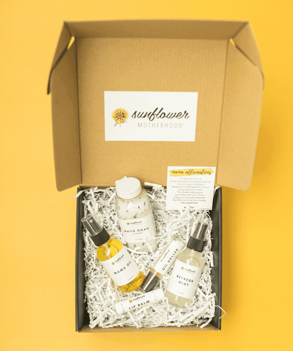 Box of skincare products with 'sunflower' brand label.