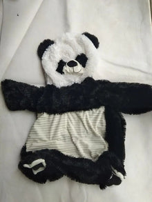 Panda plush baby seat sofa soft animal chair studio view for toddler seating, nursery decor, and birthday gifting.