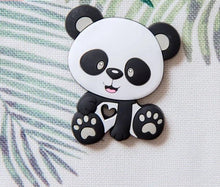Panda Silicone Teether food grade close-up for baby-safe teething relief inspection.