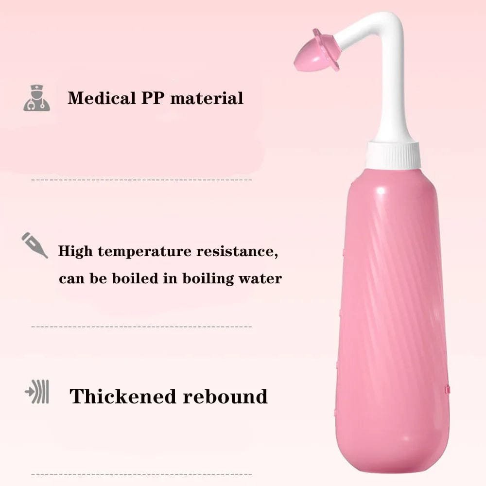 Peri bottle made from medical grade heat resistant material for hygienic postpartum and perineal care at home.