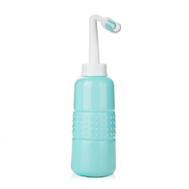 Turquoise 500ML Peri Bottle with white nozzle for postpartum perineal cleansing after childbirth.