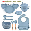 Personalized baby crab plate set with suction bowl for toddler feeding, keeping mealtimes tidy at the highchair.