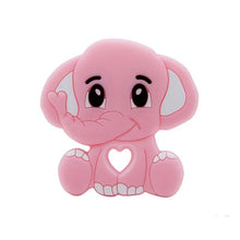 Pink Baby Elephant Silicone Teether for baby-safe teething relief and gentle gum soothing.