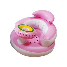 Pink Inflatable PVC Baby Chair Sofa with attached toy for feeding, resting, and playtime engagement.