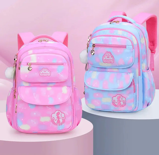Two colorful backpacks with a brand logo.