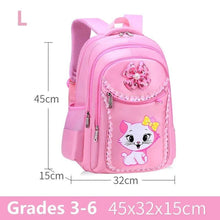 Measurements for the pink kids school backpack set with cat design to check size before the school term.