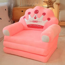 Pink princess plush stuffed animal baby support seat, a soft sofa for babies learning to sit.