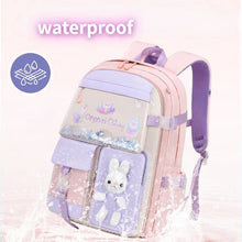 Waterproof Children's Backpack with bunny design for school days, weekend travel, and carrying spare clothes.