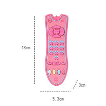 Pink toy remote control shown with size measurements for babys learning toy set pretend play.