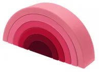 Pink Silicone Baby Block single arch piece detail showing the smooth food-grade finish used in everyday baby play.
