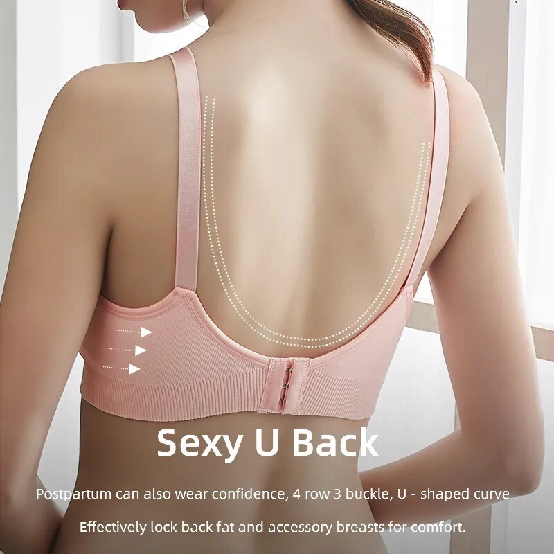 3pc Maternity Nursing Bra Set, Pink soft stretch design, for back-to-work pumping sessions.