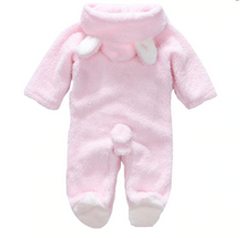 Pink and white baby animal romper for cold weather dressing, gifting, and cosy indoor wear.