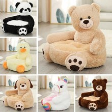 50cm Soft Panda Baby Seat Sofa range shown across panda, bear, duck and unicorn plush animal chair styles for nursery seating.