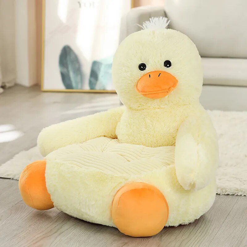 Plush duck baby seat sofa animal chair with soft filling for toddler lounging and cheerful nursery seating.