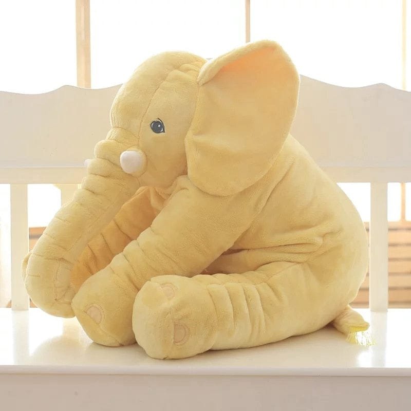 Yellow elephant plush toy.