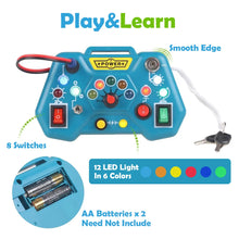 Toy control panel with various features highlighted.