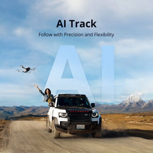 Potensic ATOM 2 4K HDR lightweight camera drone using AI Track mode to follow a rider on the move.