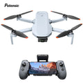 Potensic ATOM 2 4K HDR lightweight camera drone paired with a smartphone controller for mountain flights.