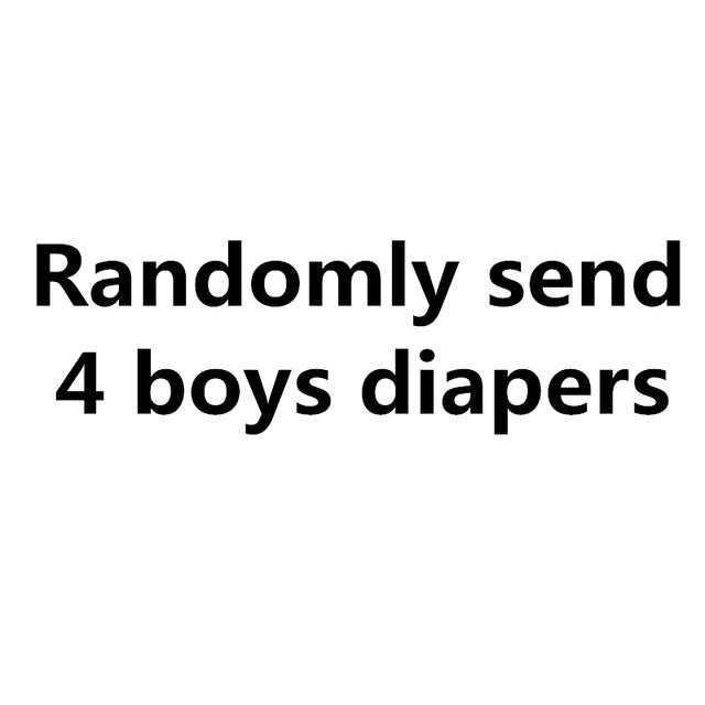 Text on a white background stating 'Randomly send 4 boys diapers'. (option 2)