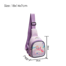 Pink Unicorn Backpack purple sling bag style for little kids to carry small essentials on walks and family outings.
