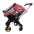 Clear PVC baby stroller rain cover with double zipper for weatherproof outdoor walks.