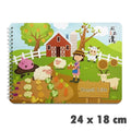Quiet Busy Book farm animal themed activity board sized 24 x 18 cm for nursery learning and quiet travel entertainment.