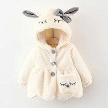 Rabbit Ears Jacket cartoon character hooded baby coat, a cosy winter gift idea for newborns and toddlers.
