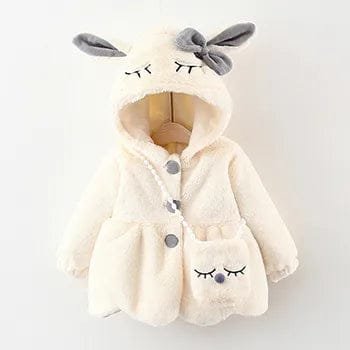 Rabbit Ears Jacket cartoon hooded winter coat to keep kids warm during outdoor play and cold season walks.