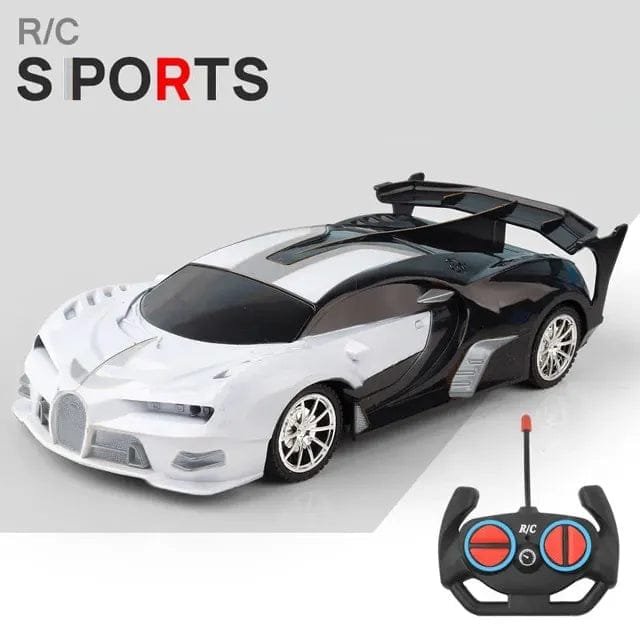 Radio-controlled RC sports drift car with remote for responsive racing and hobby driving.