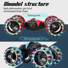 Climbing mode and flat running mode guide for the RC car, showing dual driving styles for varied kids play.