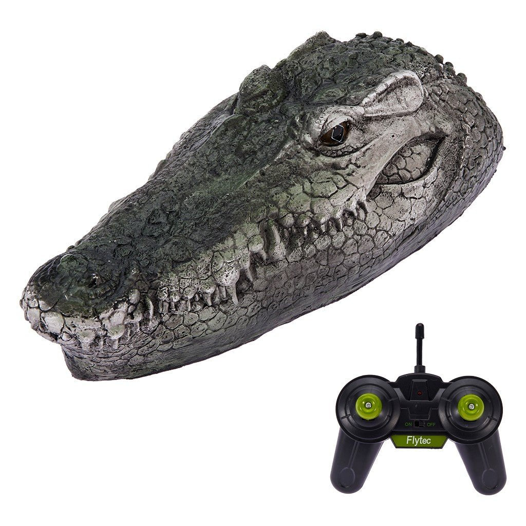 RC Electric Racing Boat alligator head toy with Flytec remote control for kids water play and backyard fun.