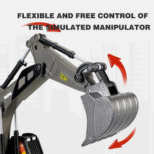RC Excavator Dumper simulated manipulator arm for realistic scooping and lifting during pretend building site play.