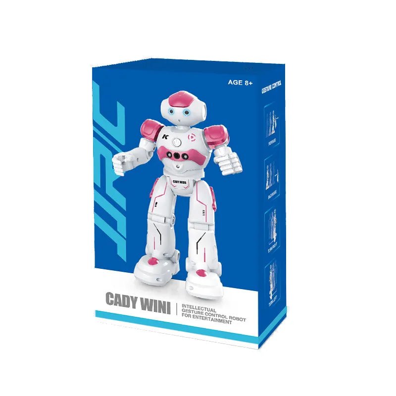 Kids smart robot program toy gesture controlled RC model shown in its retail packaging.