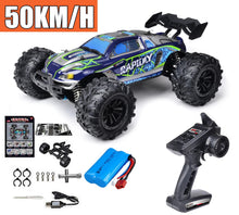 75KM/H RC Monster Truck shown with its full set of accessories for off-road driving and outdoor family play.