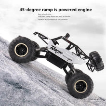 37cm 4WD RC monster truck climbing a snowy slope, an all-terrain electric vehicle for winter outdoor adventures.
