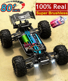 Chassis and component view of the 4WD RC off-road drift car, showing the drivetrain that handles gravel tracks and tight turns.