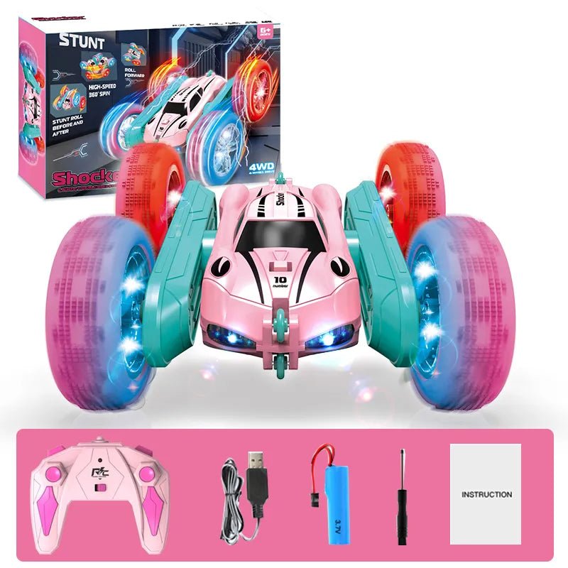 Toy car with colorful wheels and remote control 
