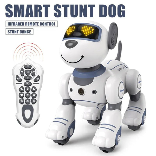 Funny RC stunt dog voice command robot toy for kids ready for remote-controlled play.