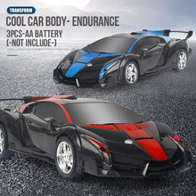 RC Transforming Robot Car in blue and red color variants for kids to choose their favorite sports model.