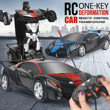 2-in-1 RC Transforming Robot Car electric sports toy for kids remote control play and robot mode fun.