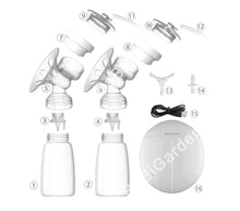 Real Bubee Electric Breast Pump assembly diagram with labelled parts for easy setup, cleaning, and sterilising.