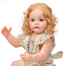 Realistic 55cm silicone Reborn Toddler Doll Princess Sue-Sue in a floral outfit for doll collecting, photography props, and birthday presents.