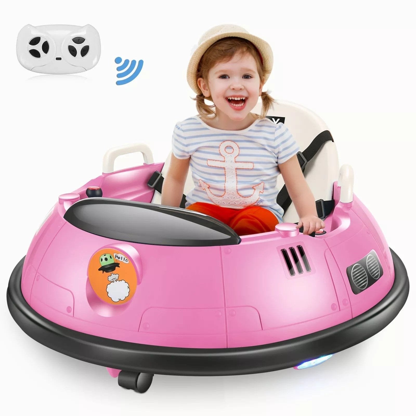 Rechargeable Kids Bumper Car with remote control for 360 degree turning play indoors and outdoors.