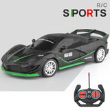 Black and green RC sports car with remote control 