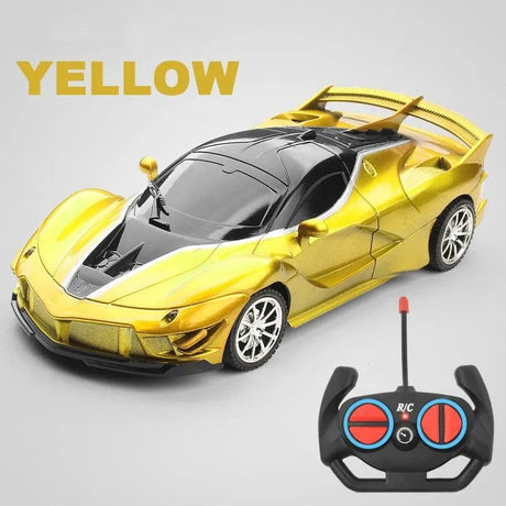 Yellow toy car with a remote control 