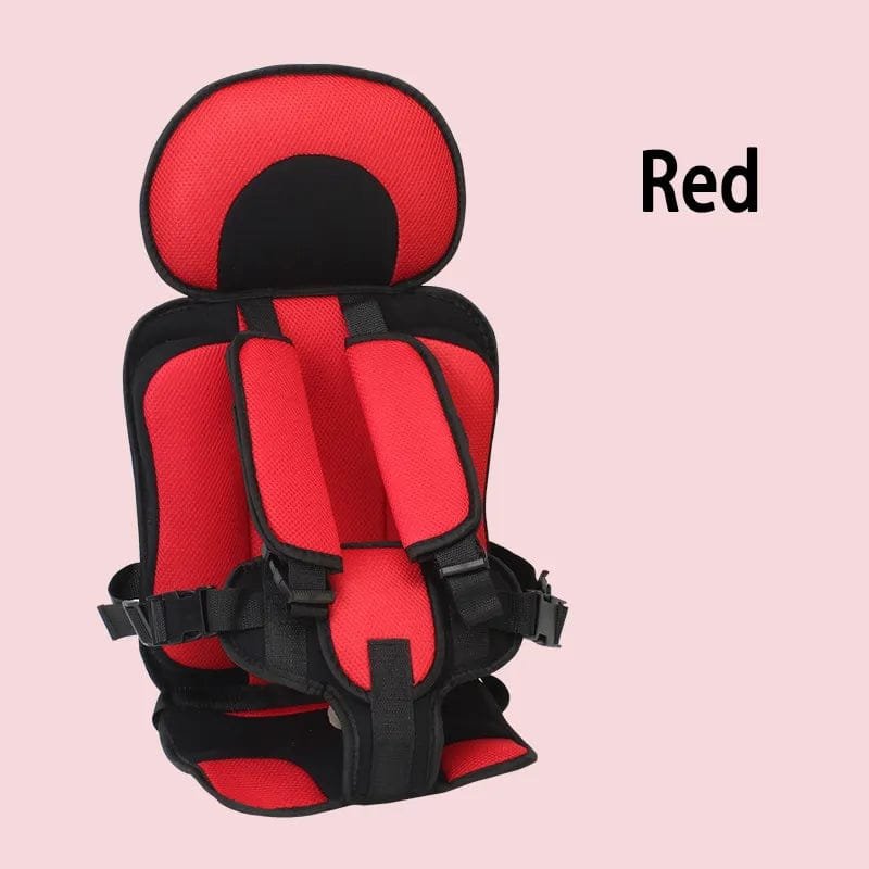 Red and black kids shopping cart cushion, a portable seat mat for comfortable supermarket outings.